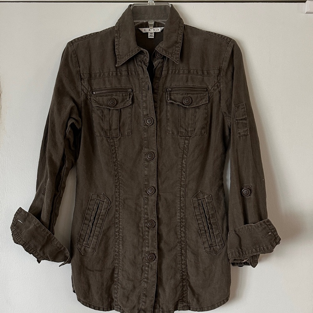 CAbi Linen Utility Shirt Jacket